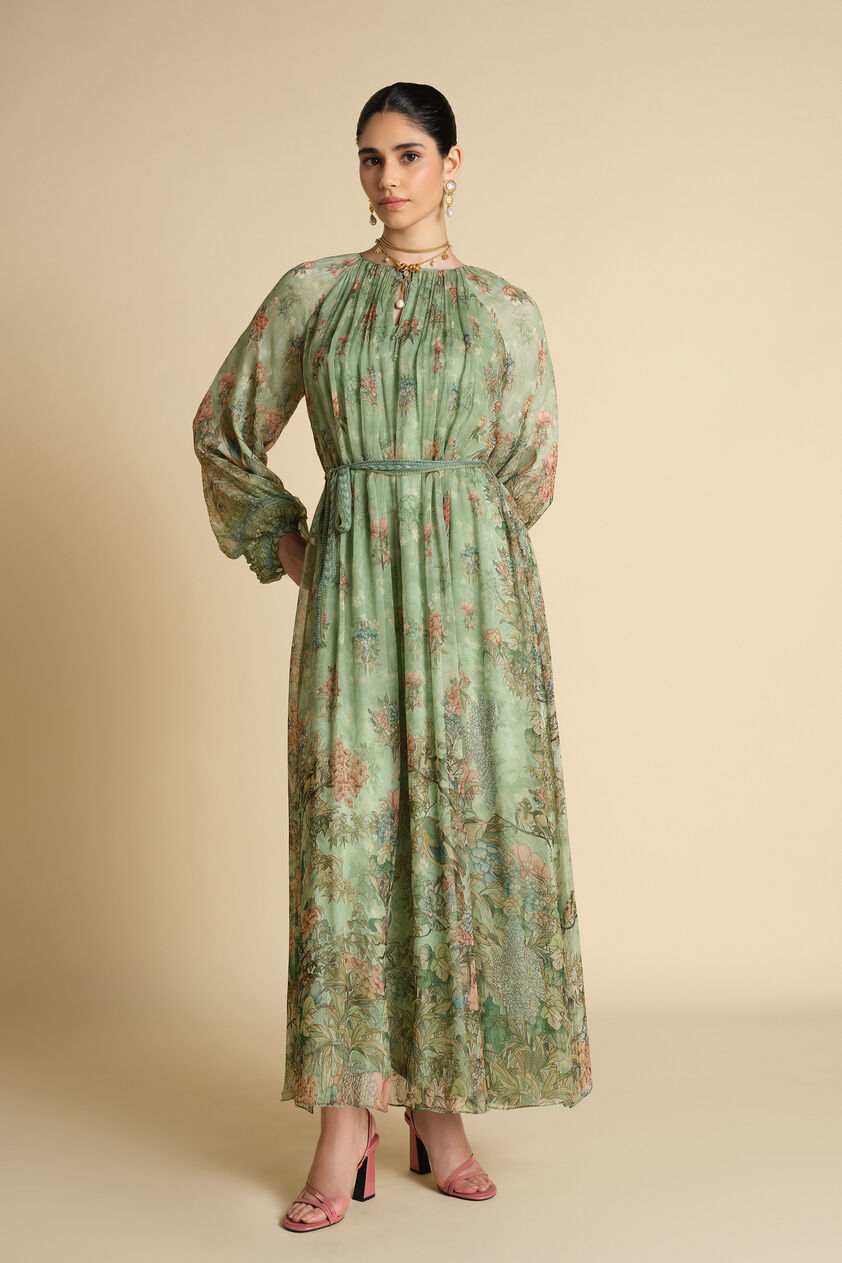 Tayma Printed Kaftan - Sage, Sage, image 1